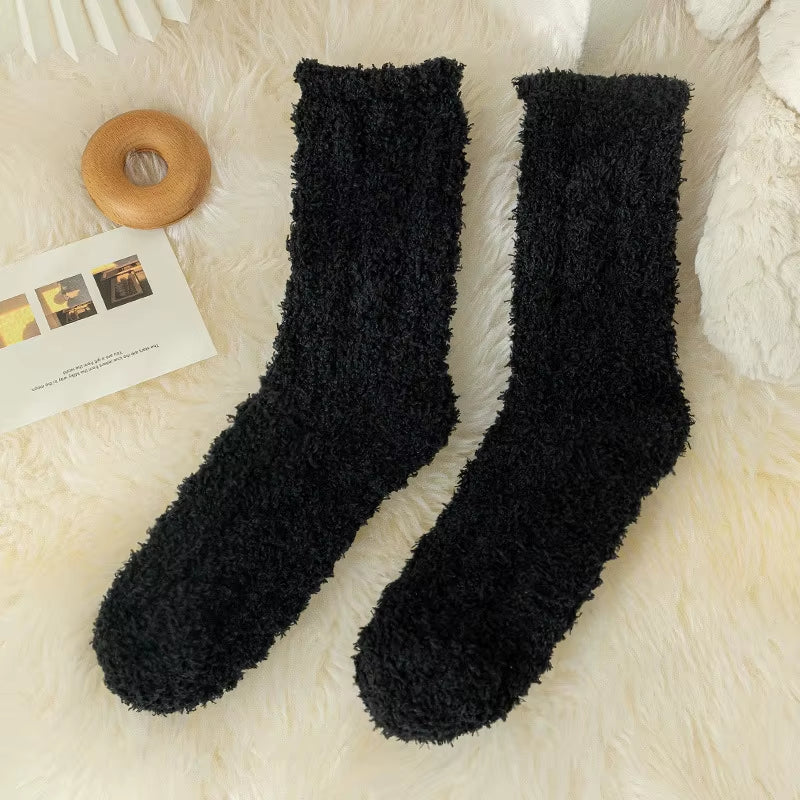Cozy Cat Claw Coral Velvet Socks - Perfect for Women and Kids, Thickened Mid-Calf Sleep & Home Floor Socks for Autumn & Winter