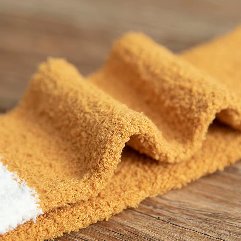 Cozy Cat Claw Coral Velvet Socks - Perfect for Women and Kids, Thickened Mid-Calf Sleep & Home Floor Socks for Autumn & Winter